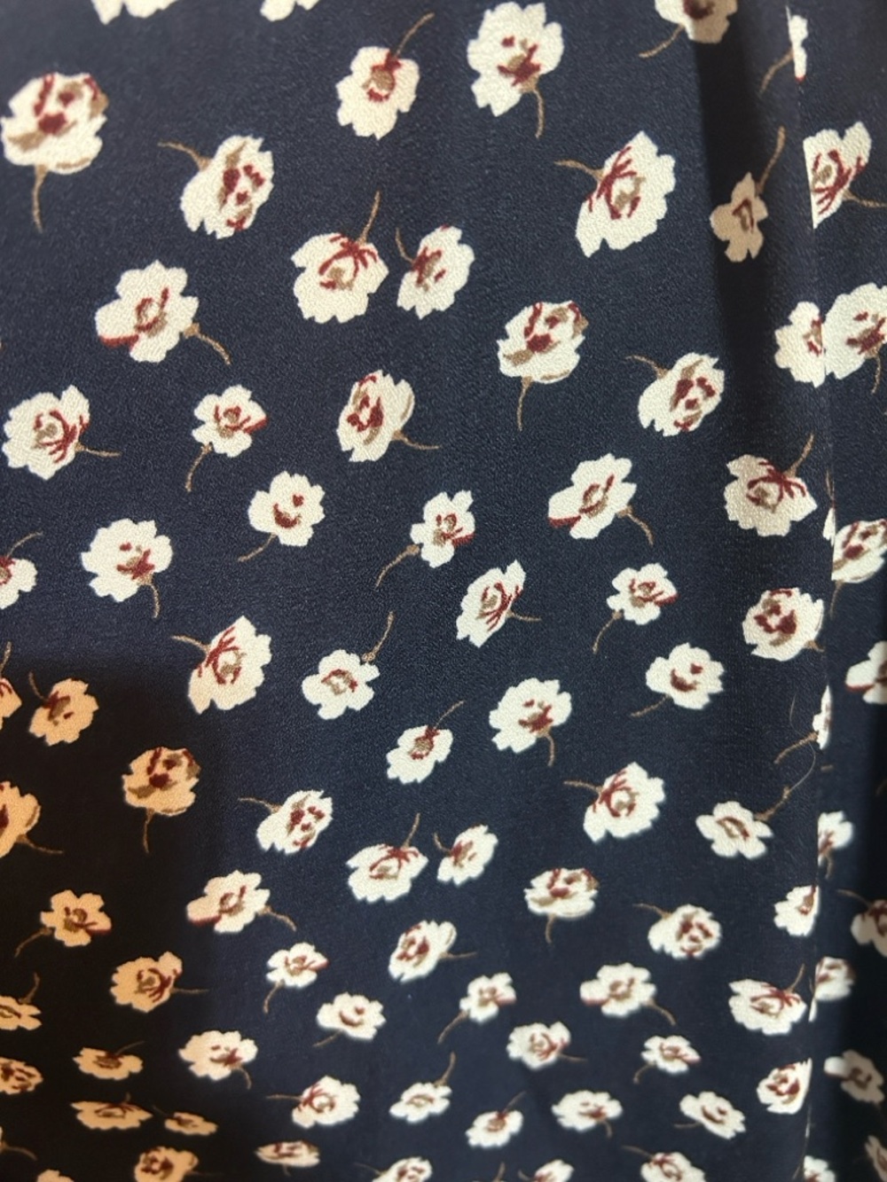 Maurices Navy Floral V-Neck Long Sleeve Blouse - Picture 5 of 6